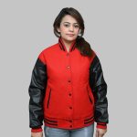 Women Varsity Jacket red and black